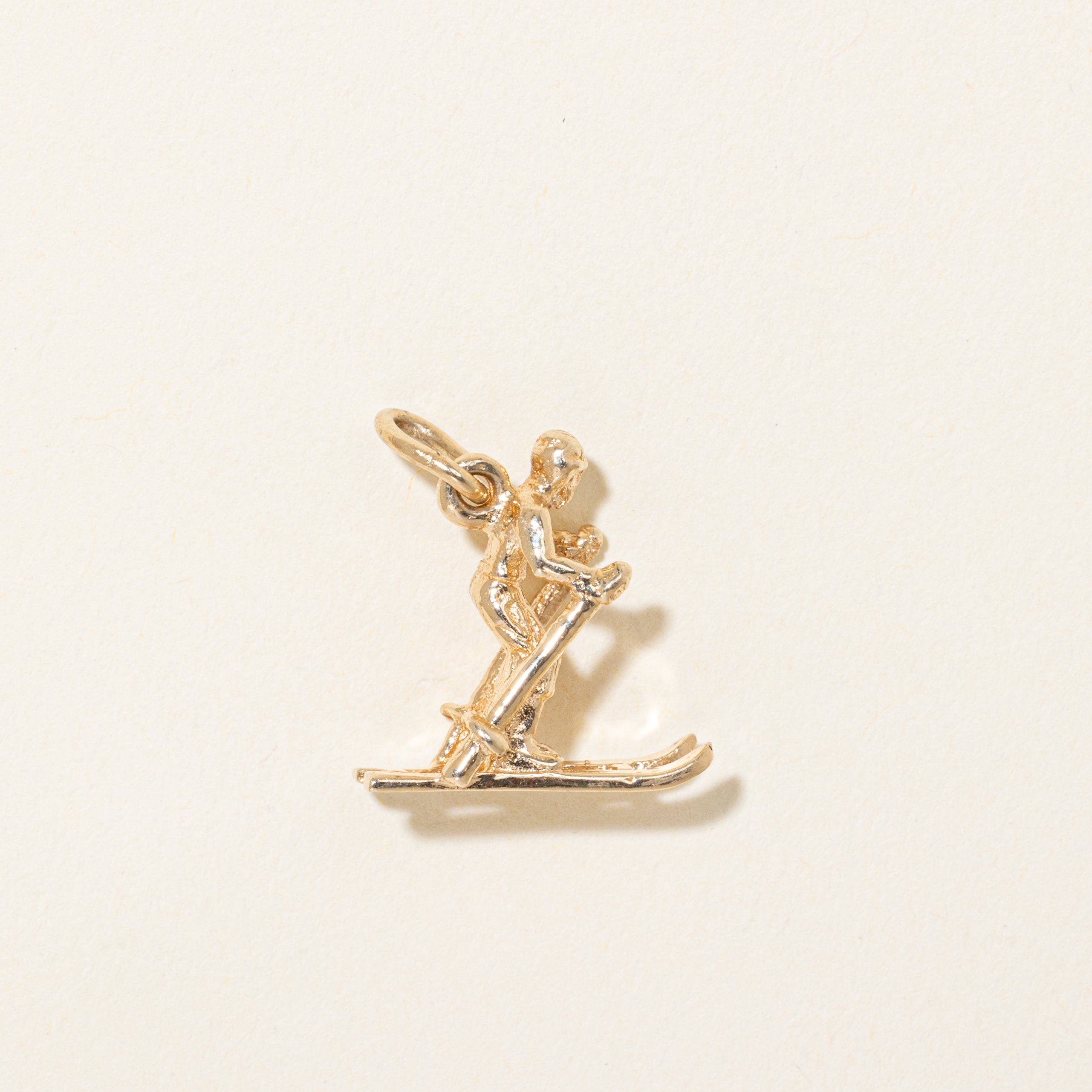 14k Yellow Gold Cross-Country Skiing Charm