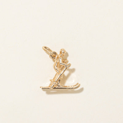 14k Yellow Gold Cross-Country Skiing Charm