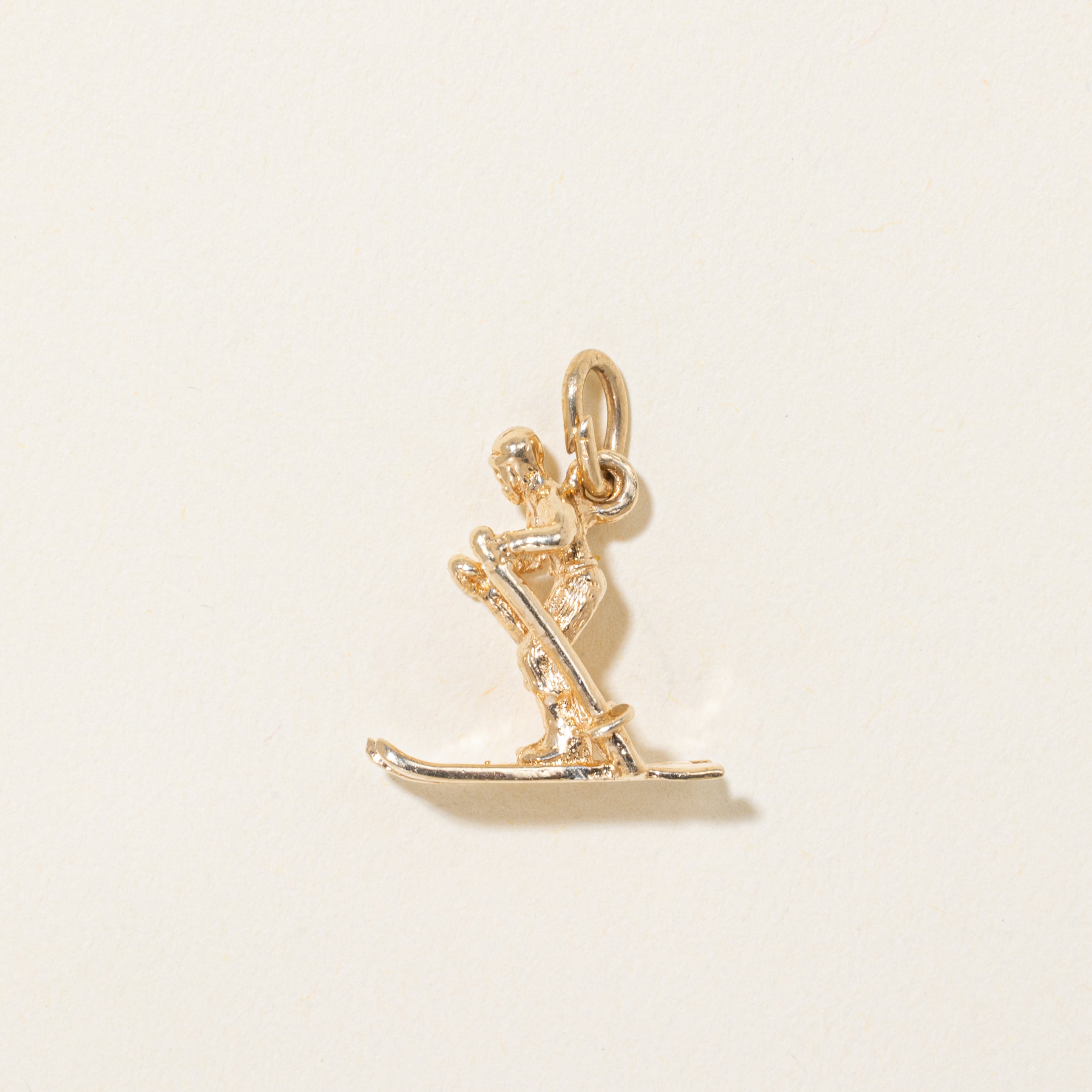 14k Yellow Gold Cross-Country Skiing Charm