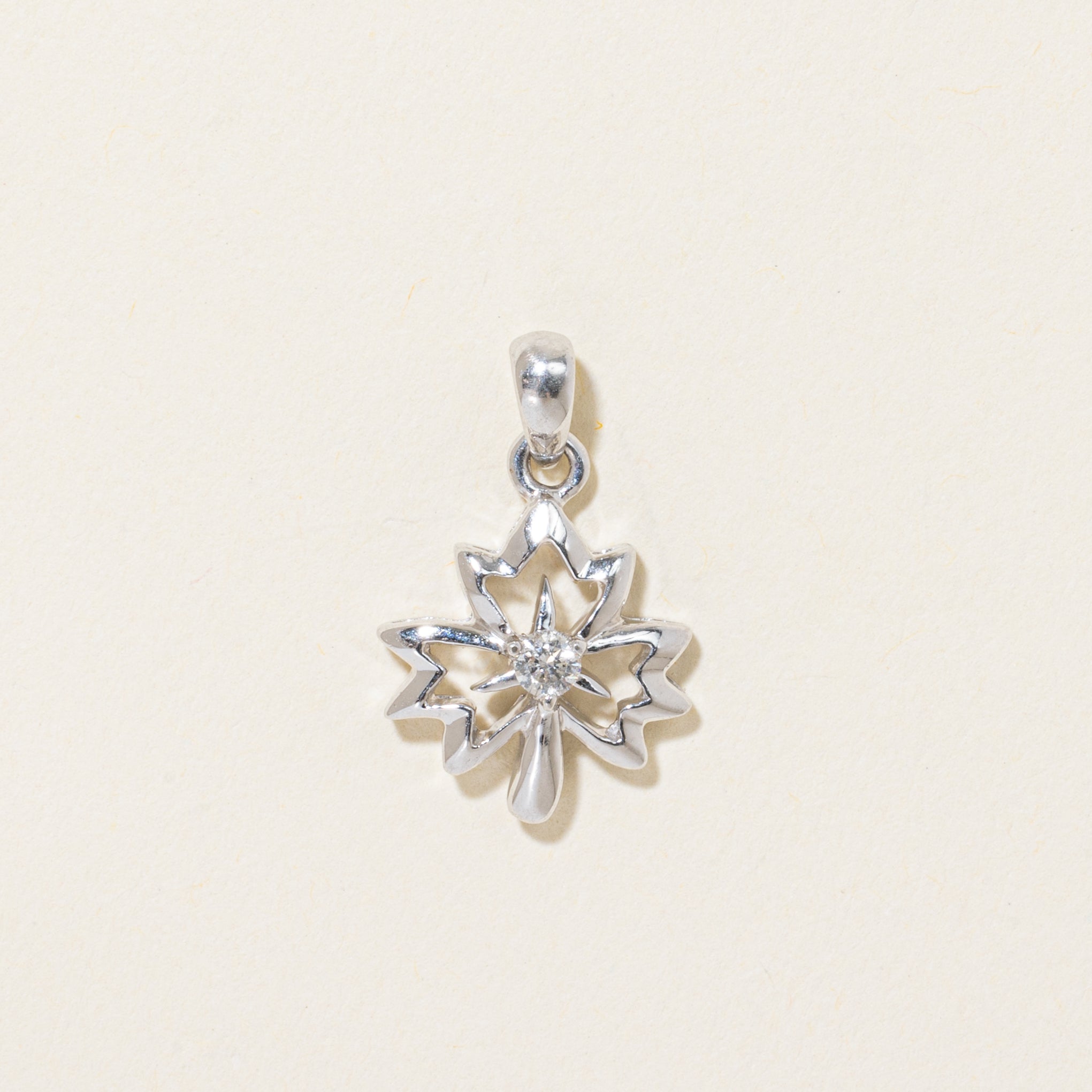 14k Single Stone Diamond Maple Leaf Charm | 0.06ct
