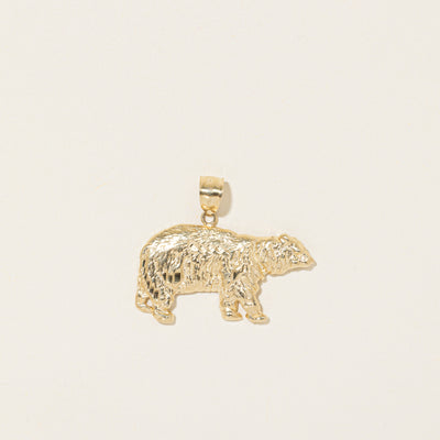 14k Yellow Gold Diamond Cut Polar Bear Pendant