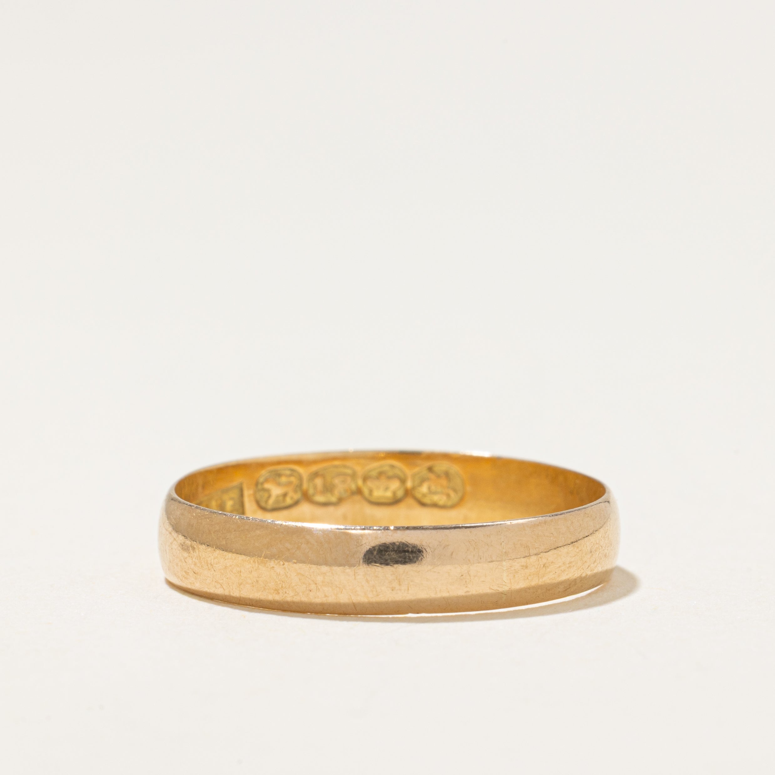 Vintage Canadian Pseudo Hallmarked 18k Yellow Gold Band | 4.5mm | SZ 8.5