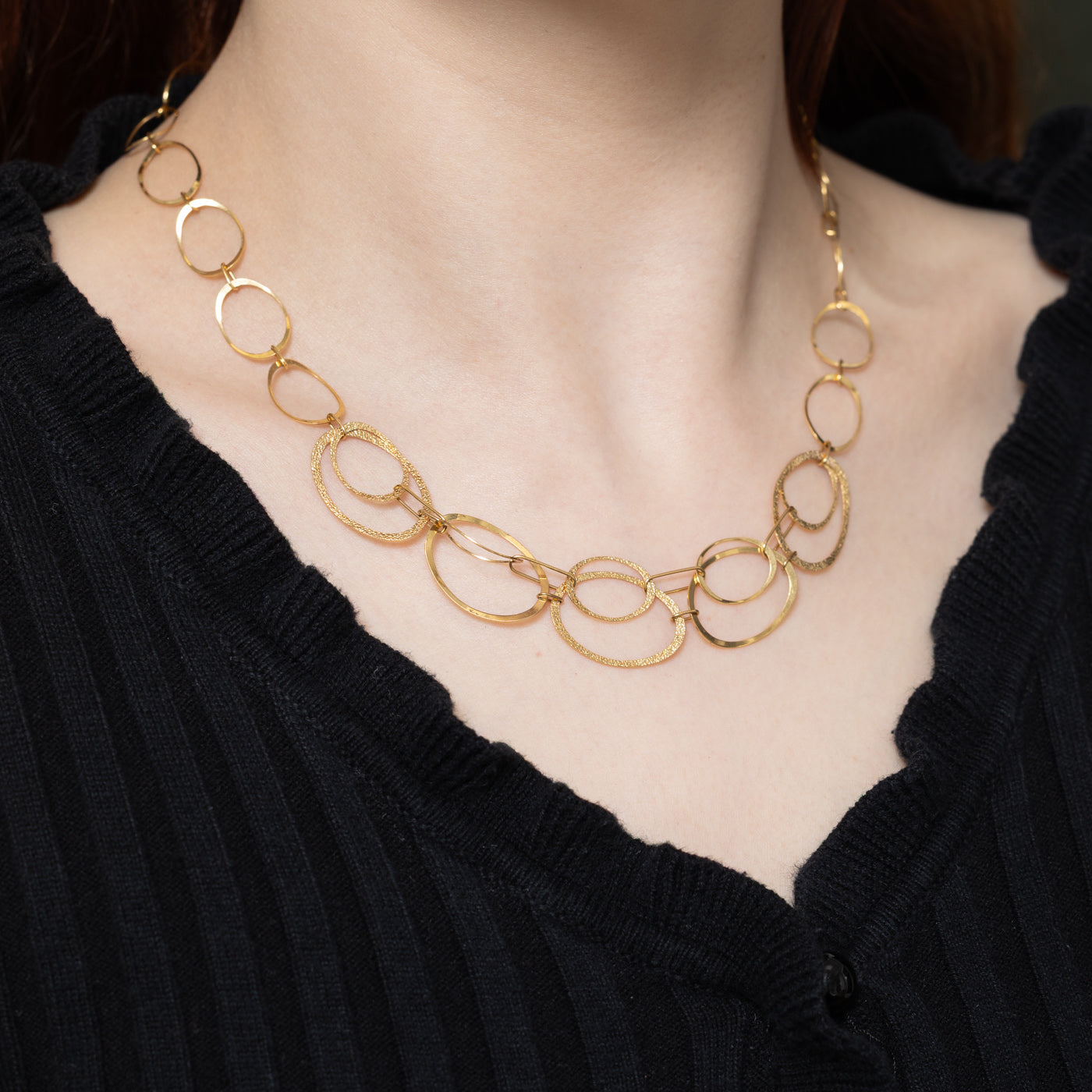 14K Yellow Gold Fancy Oval Link Necklace | 19"