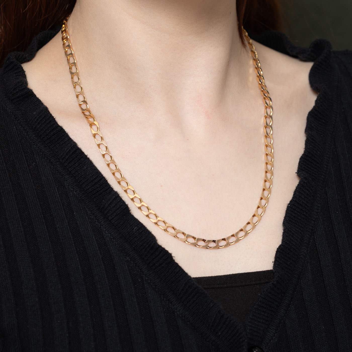 Italian 9K Rose Gold Soft-Squared Curb Link Chain | 19.5"
