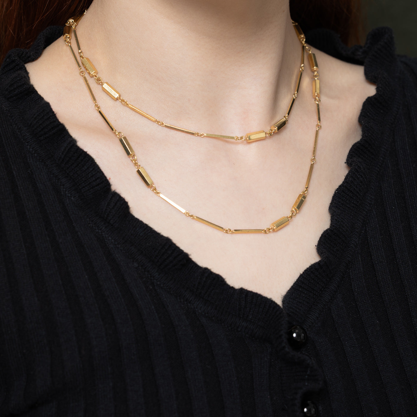 14K Yellow Gold Bar Link Chain | 33"