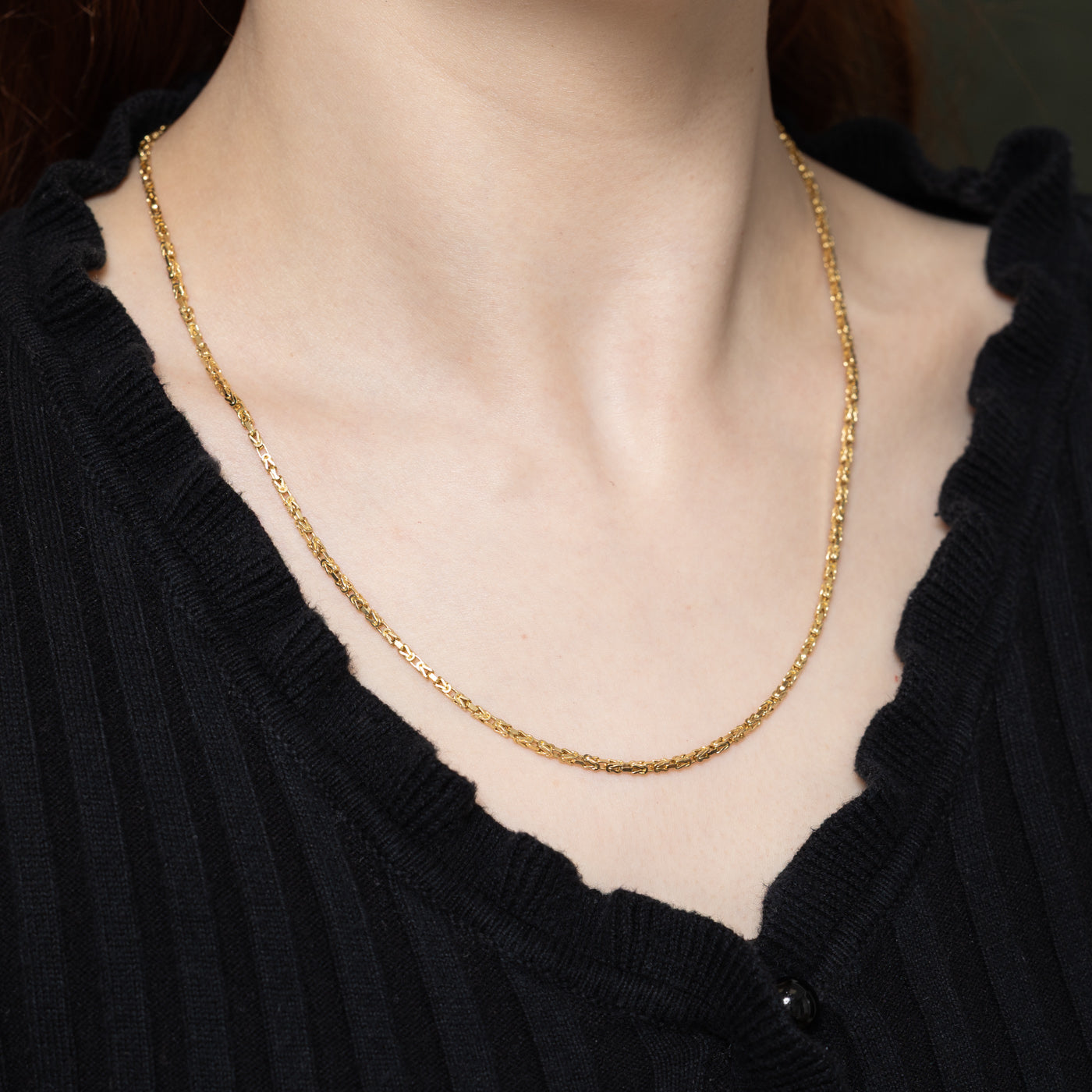 10K Yellow Gold Thin Byzantine Chain | 20"