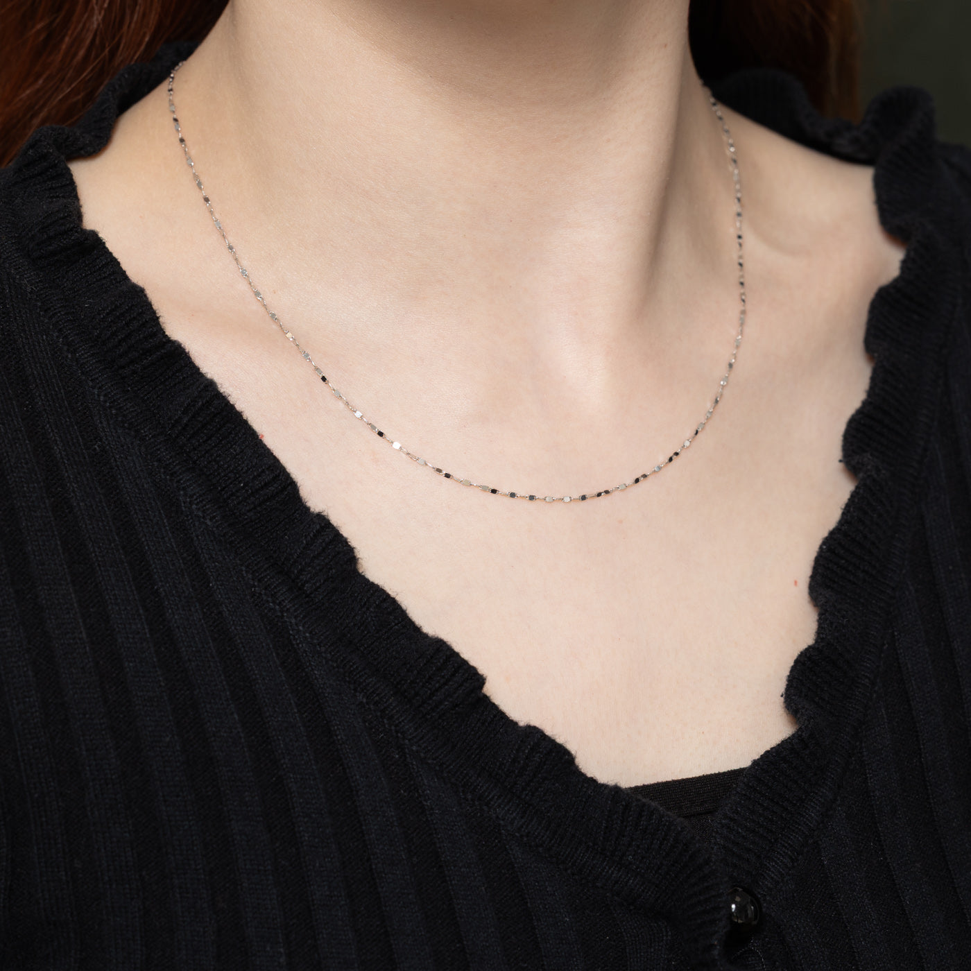 18K White Gold Diamond Cut Anchor Chain | 16.5"