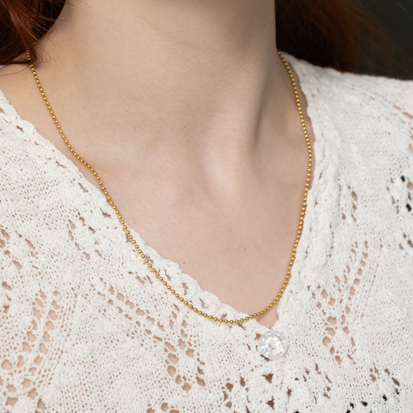 Italian 18K Yellow Gold Ball Beaded Necklace | 20"