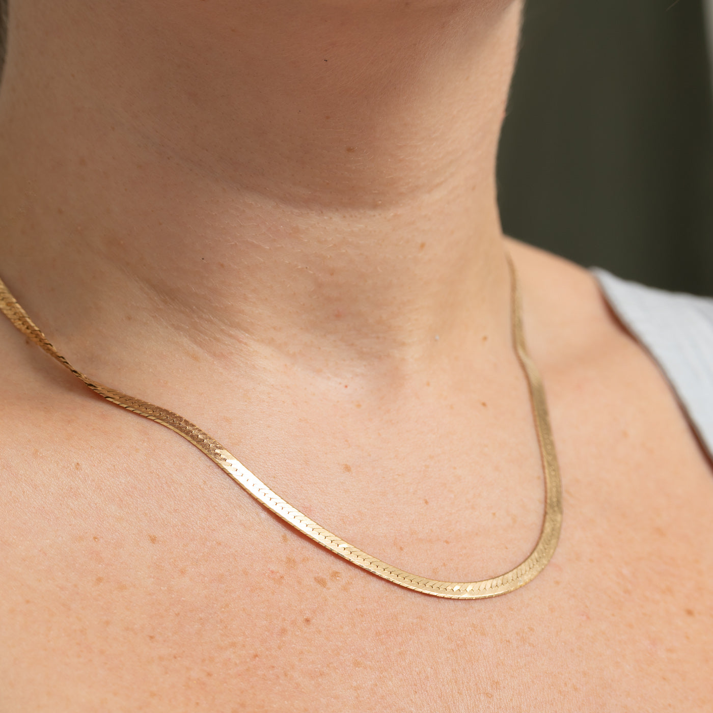 14k Yellow Gold Herringbone Chain | 18"