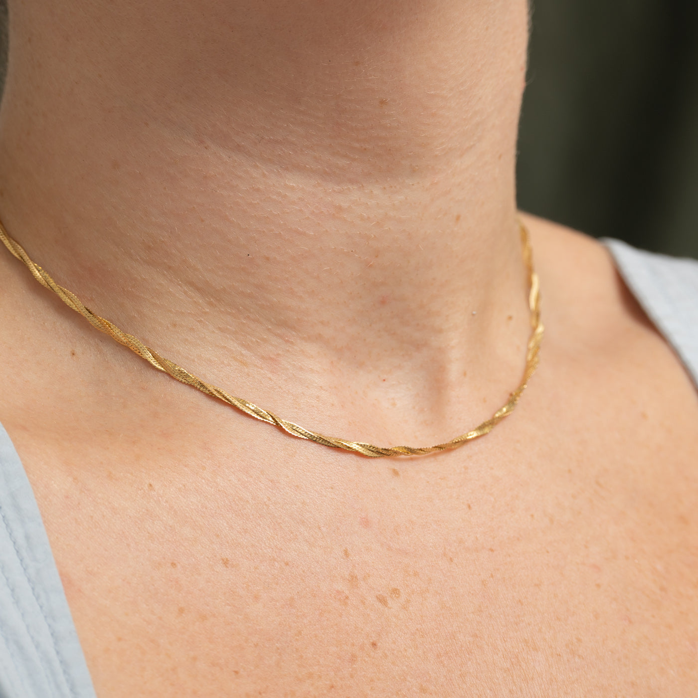 14k Yellow Gold Twisted Herringbone Chain | 16"