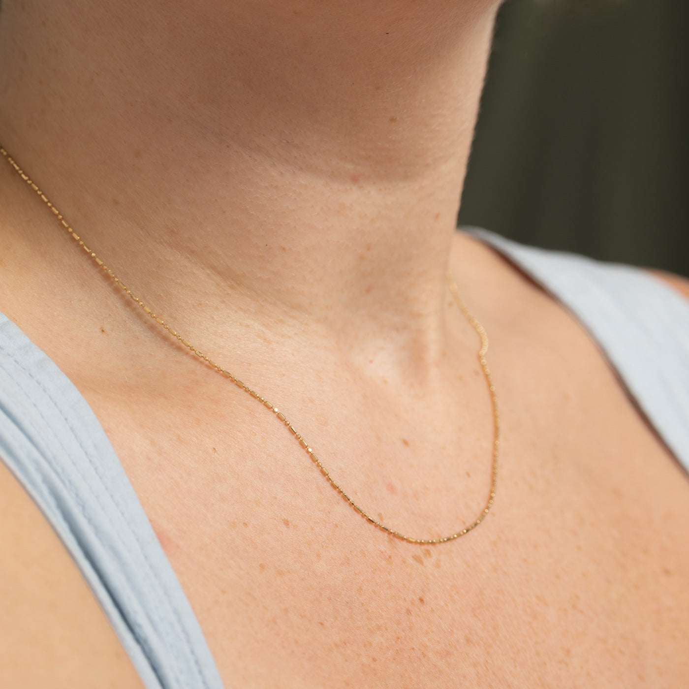 14k Yellow Gold Beaded Chain | 17"