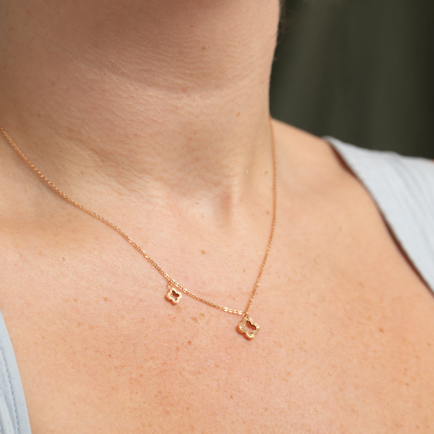18k Rose Gold Cloverleaf Pendant Necklace | 17"