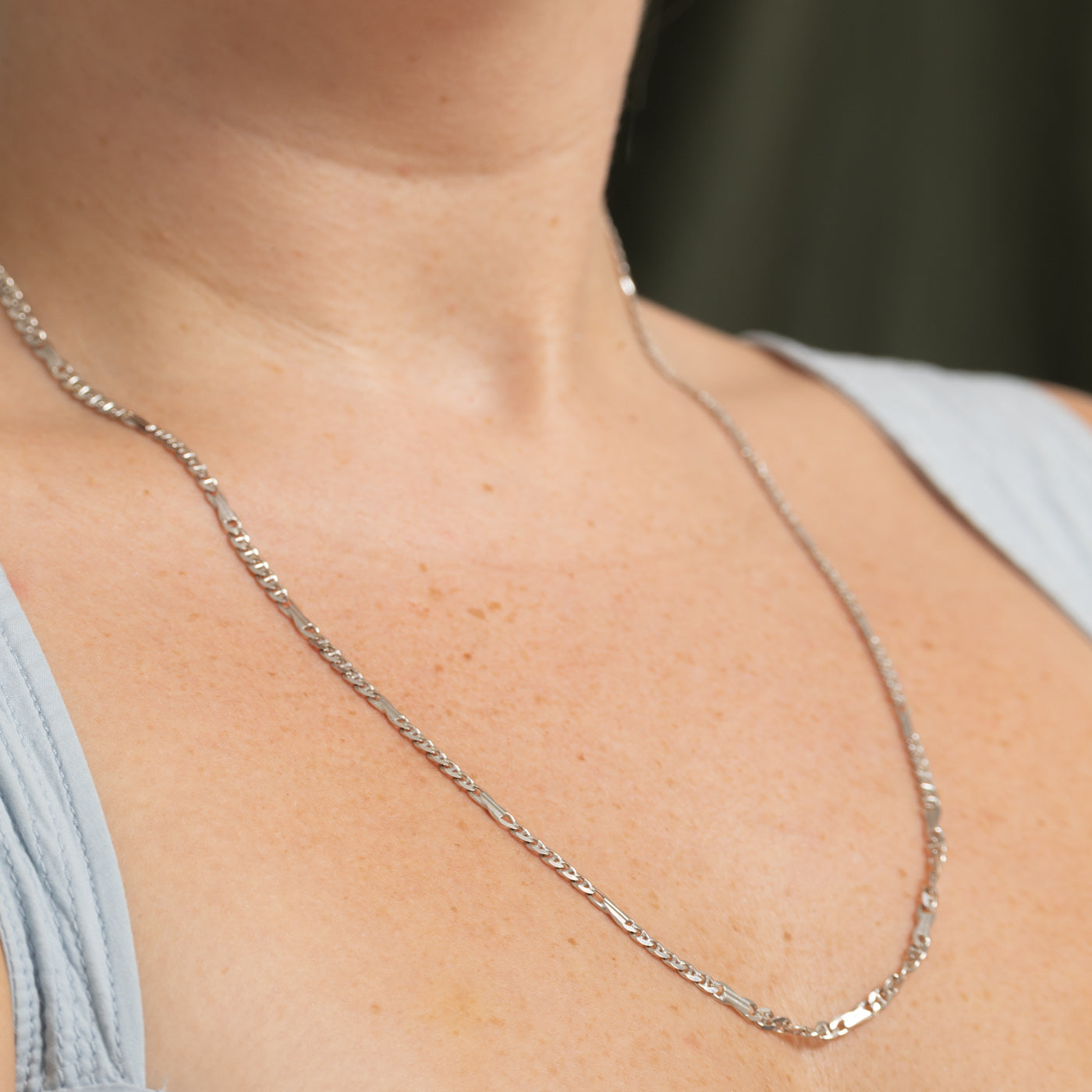 Italian 18k White Gold Figarucci Chain Necklace | 24"