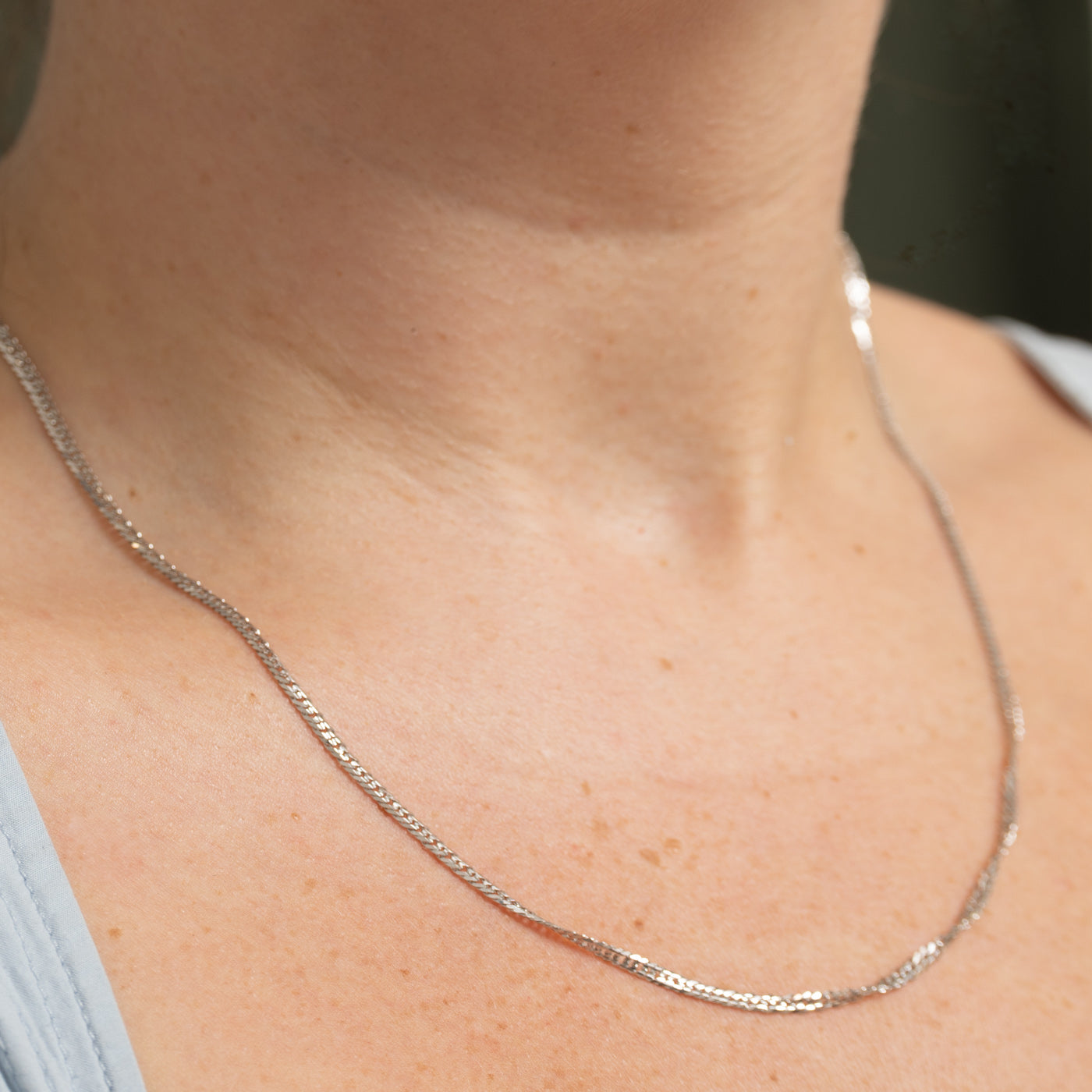 18k White Gold Curb Link Chain | 20"