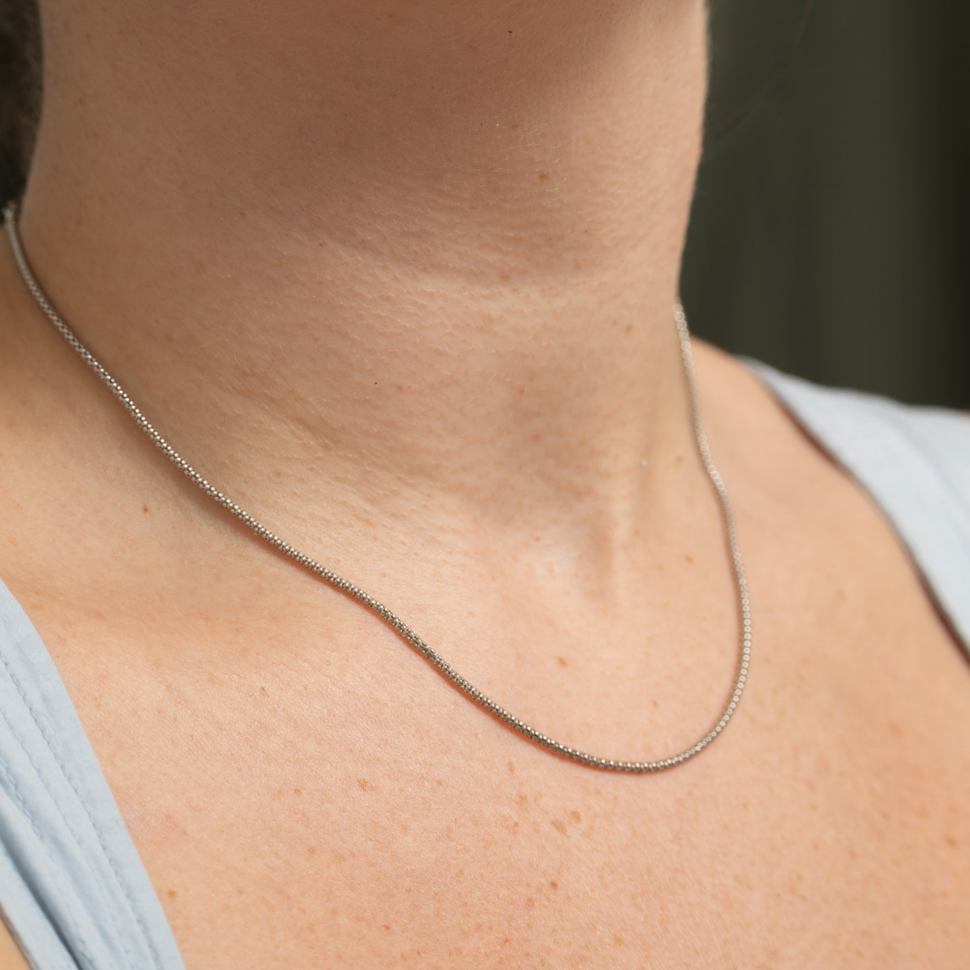 18k White Gold Popcorn Chain | 17"