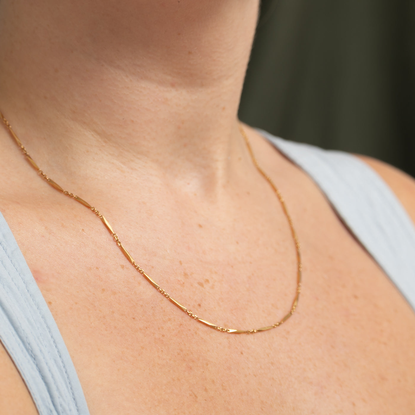18k Yellow Gold Bar Link Chain | 20"