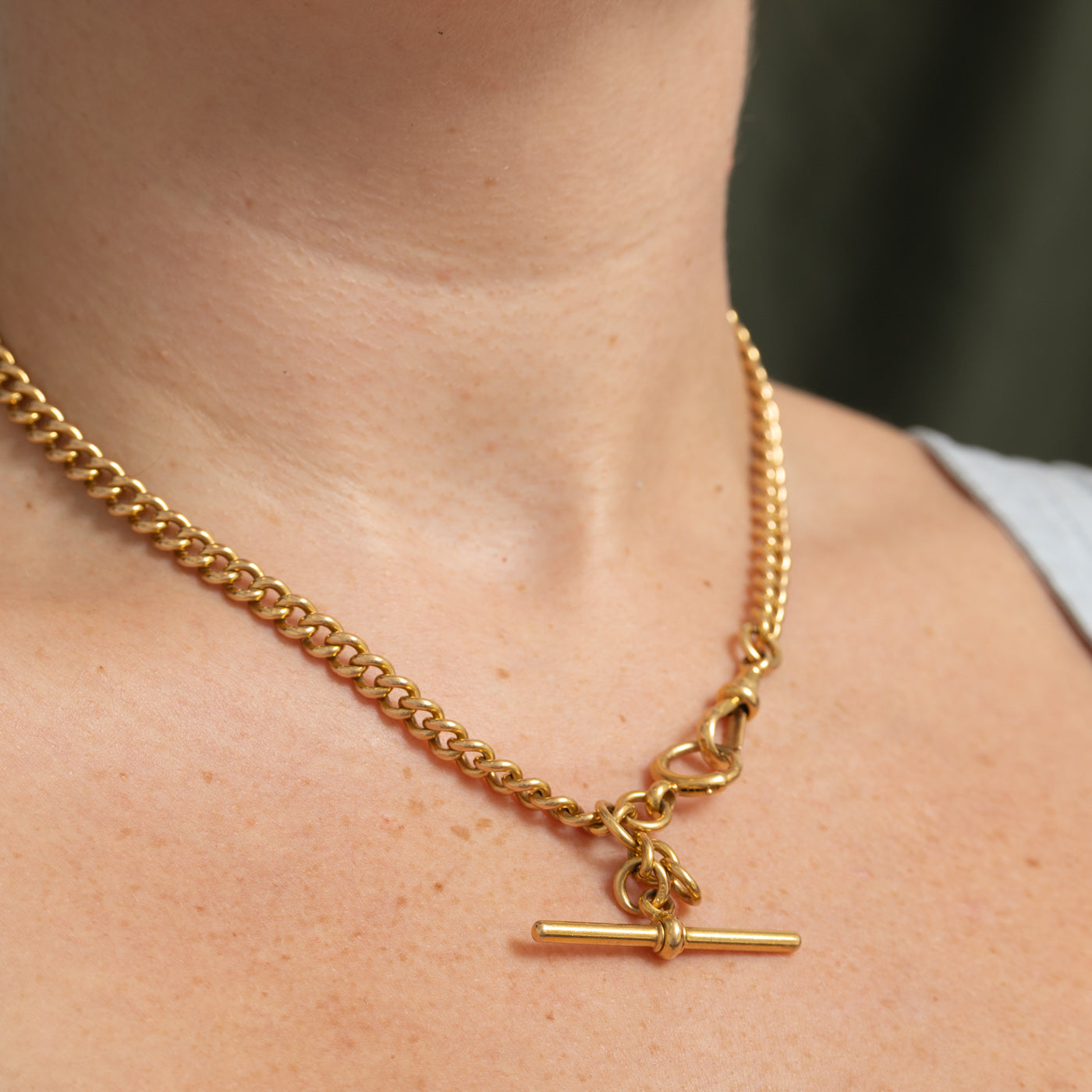British 18k Yellow Gold Watch Chain | 18"