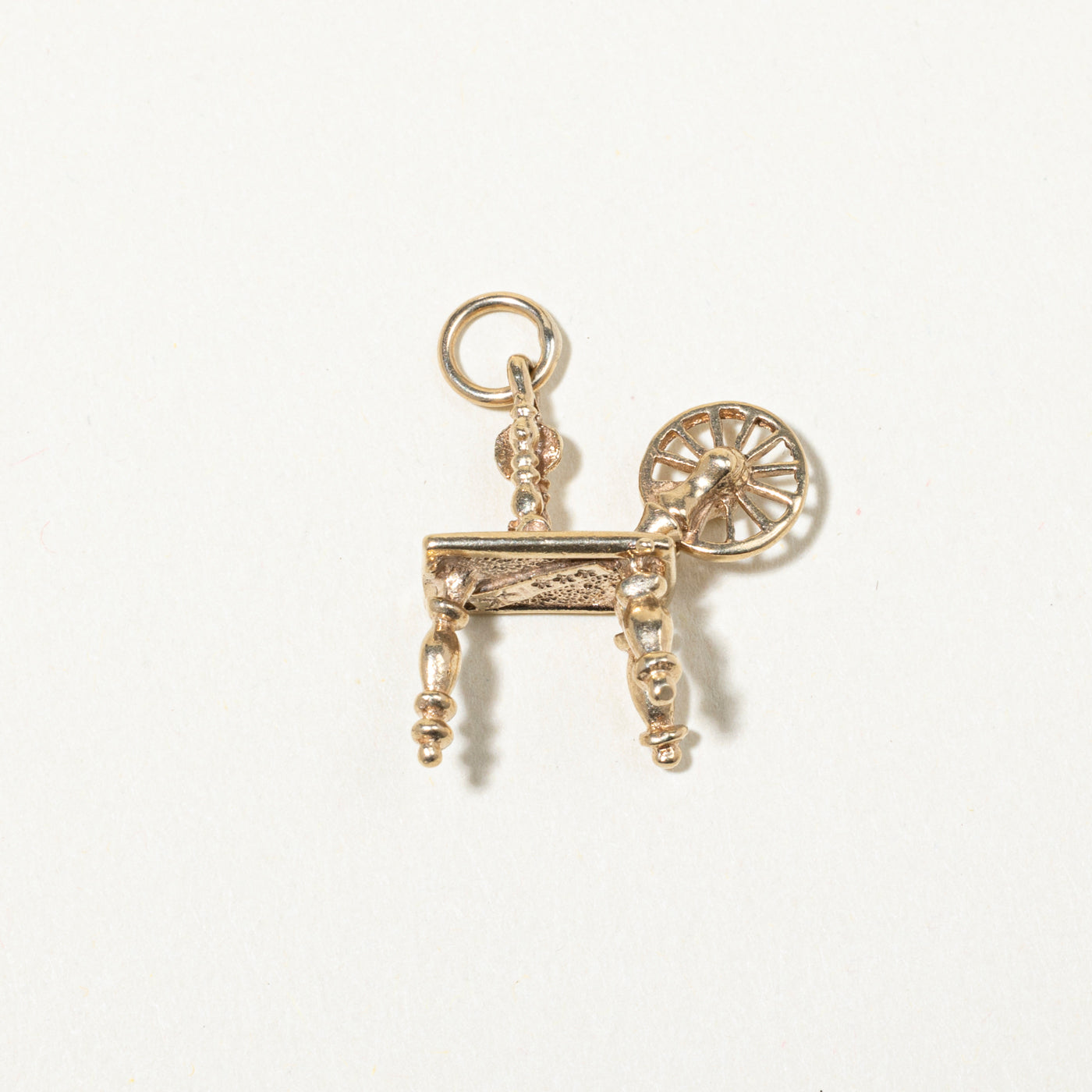 10k Yellow Gold Spinning Wheel Charm