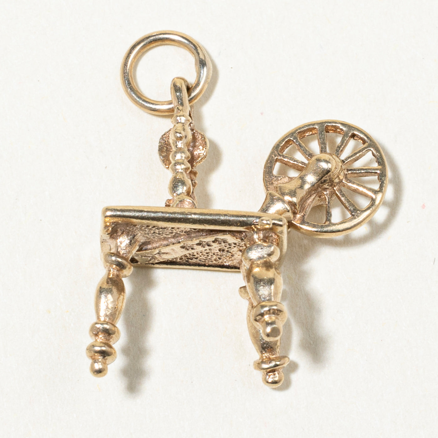 10k Yellow Gold Spinning Wheel Charm