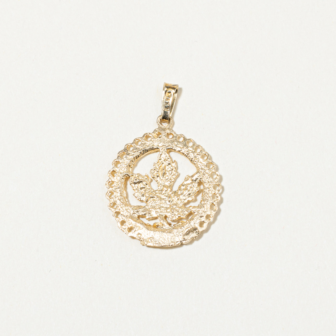 10k Yellow Gold "2001" Maple Leaf Pendant