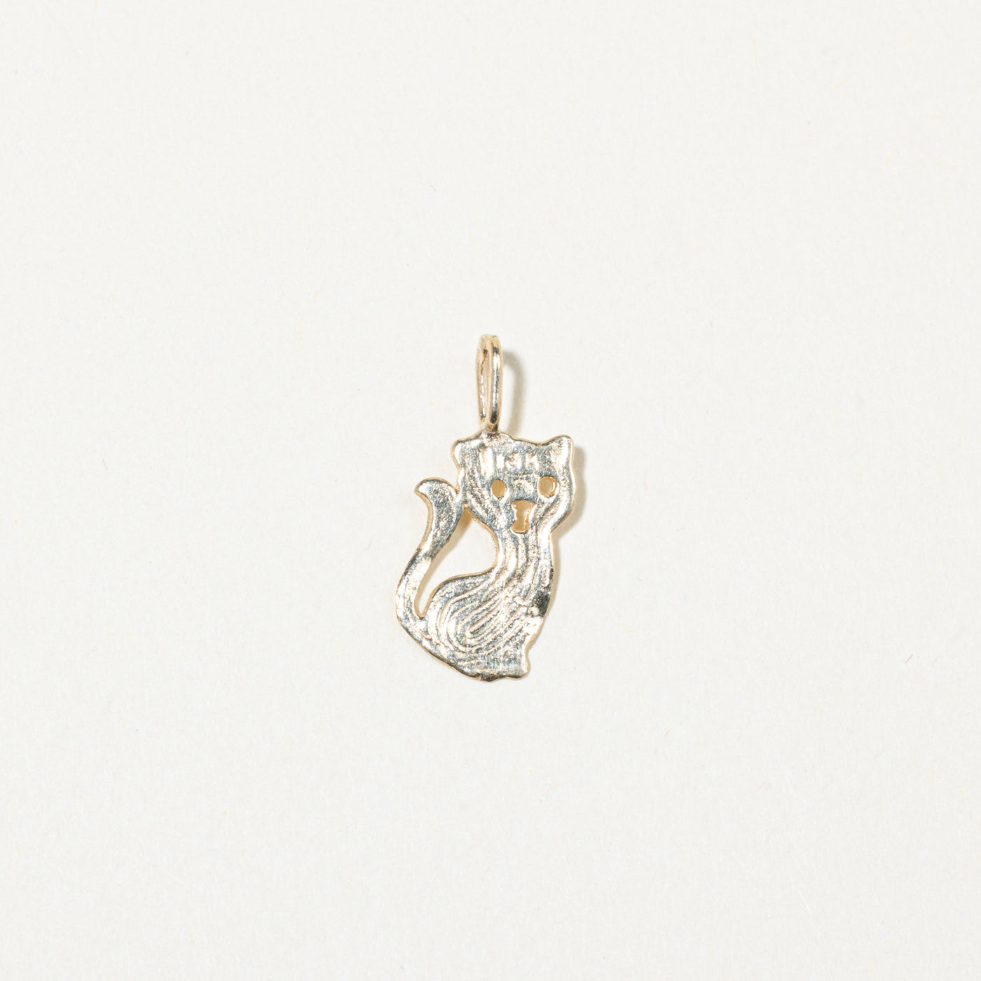 14k Yellow Gold Cat Charm