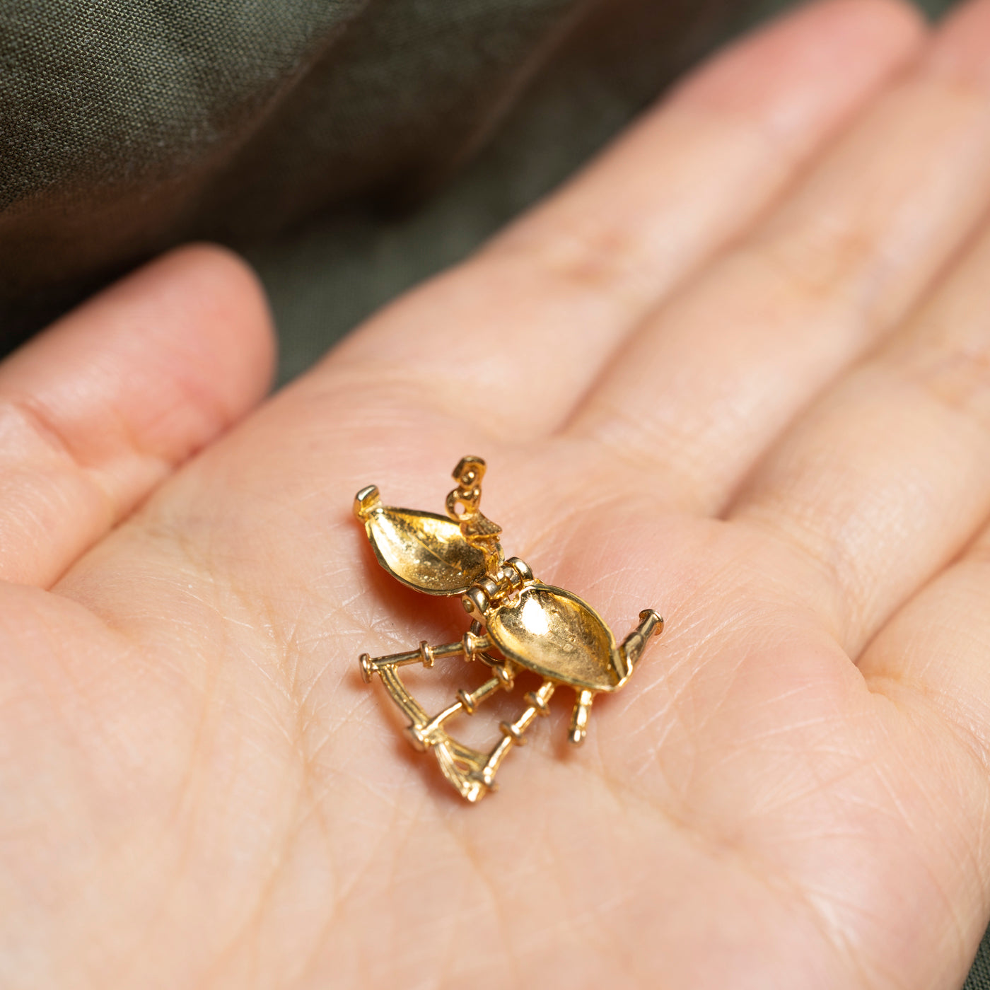 Cornemuse en or jaune 9 carats de Birmingham, 1969, avec breloque ballerine cachée