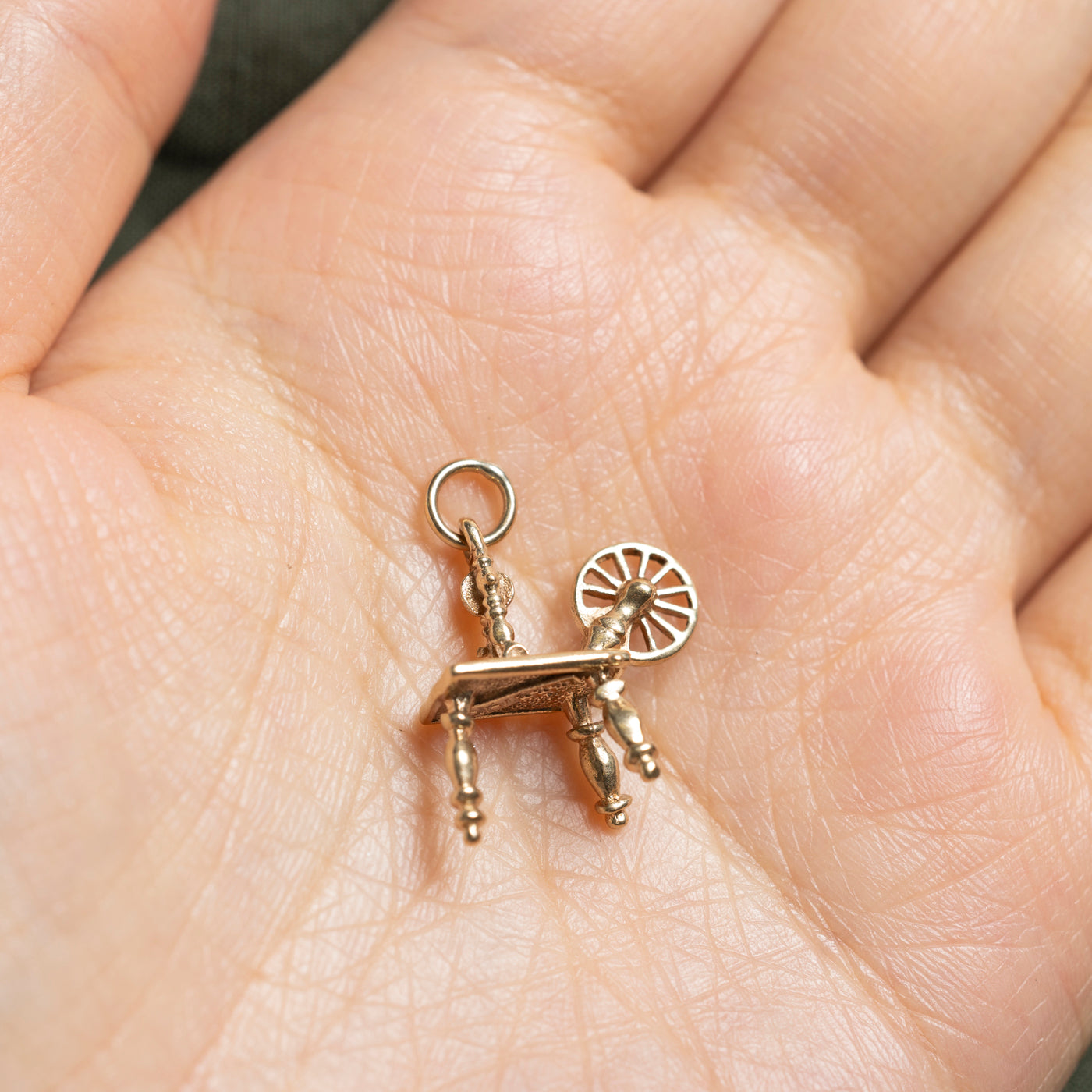 10k Yellow Gold Spinning Wheel Charm