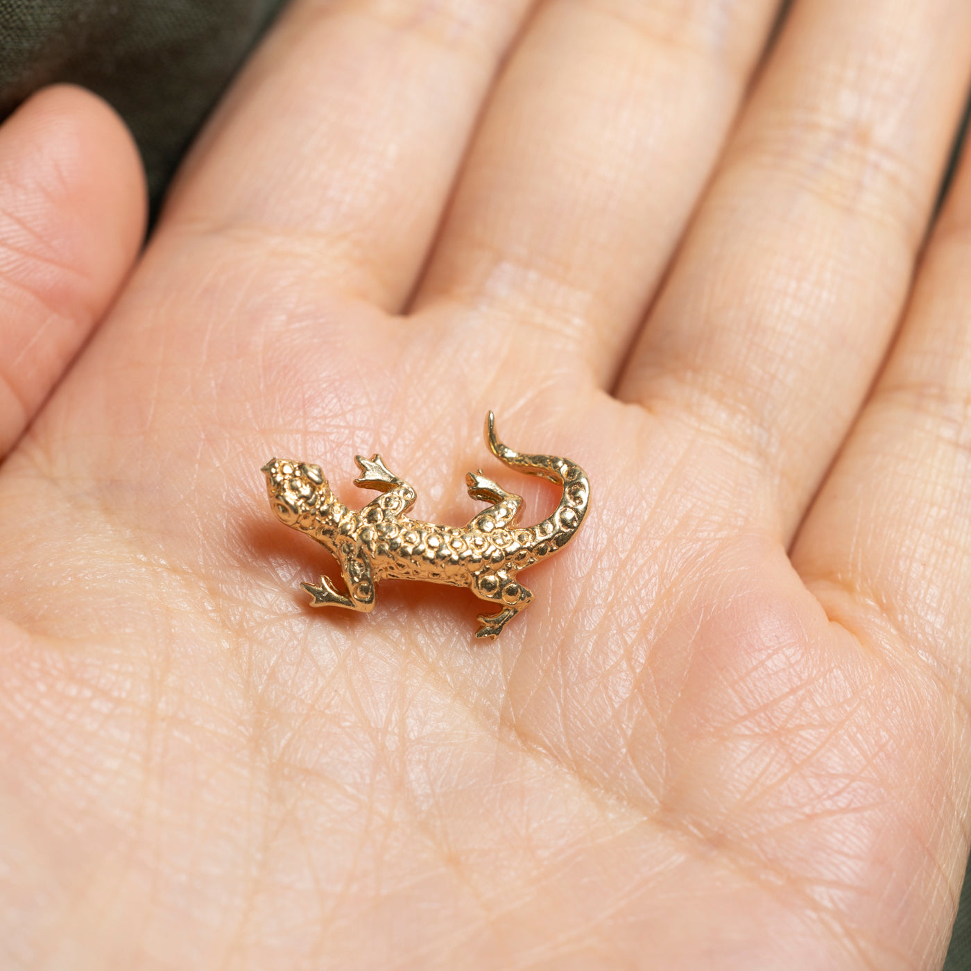 14k Yellow Gold Lizard Charm