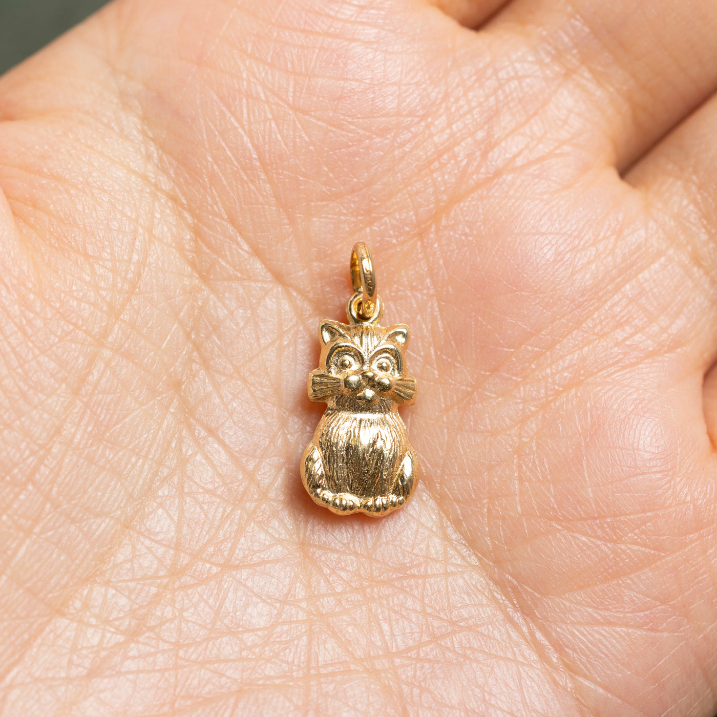 18k Yellow Gold Cat Charm