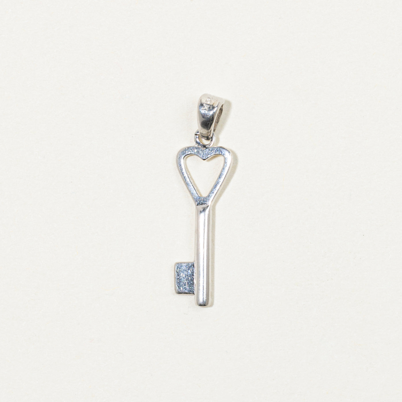10k White Gold Key Pendant