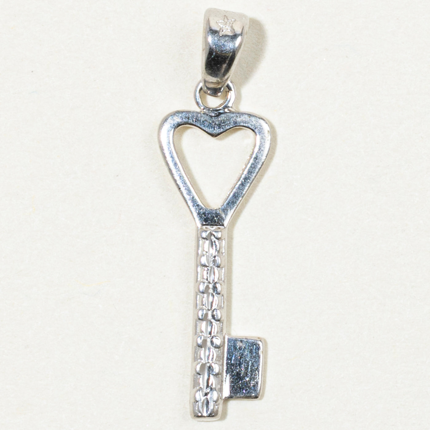 10k White Gold Key Pendant