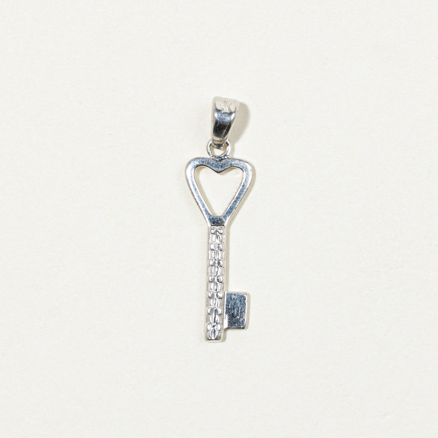 10k White Gold Key Pendant