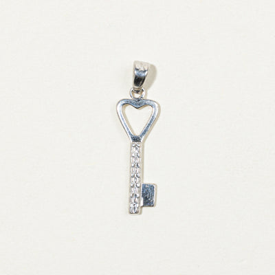 10k White Gold Key Pendant