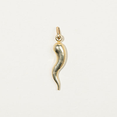 14k Yellow Gold Italian Cornicello Charm
