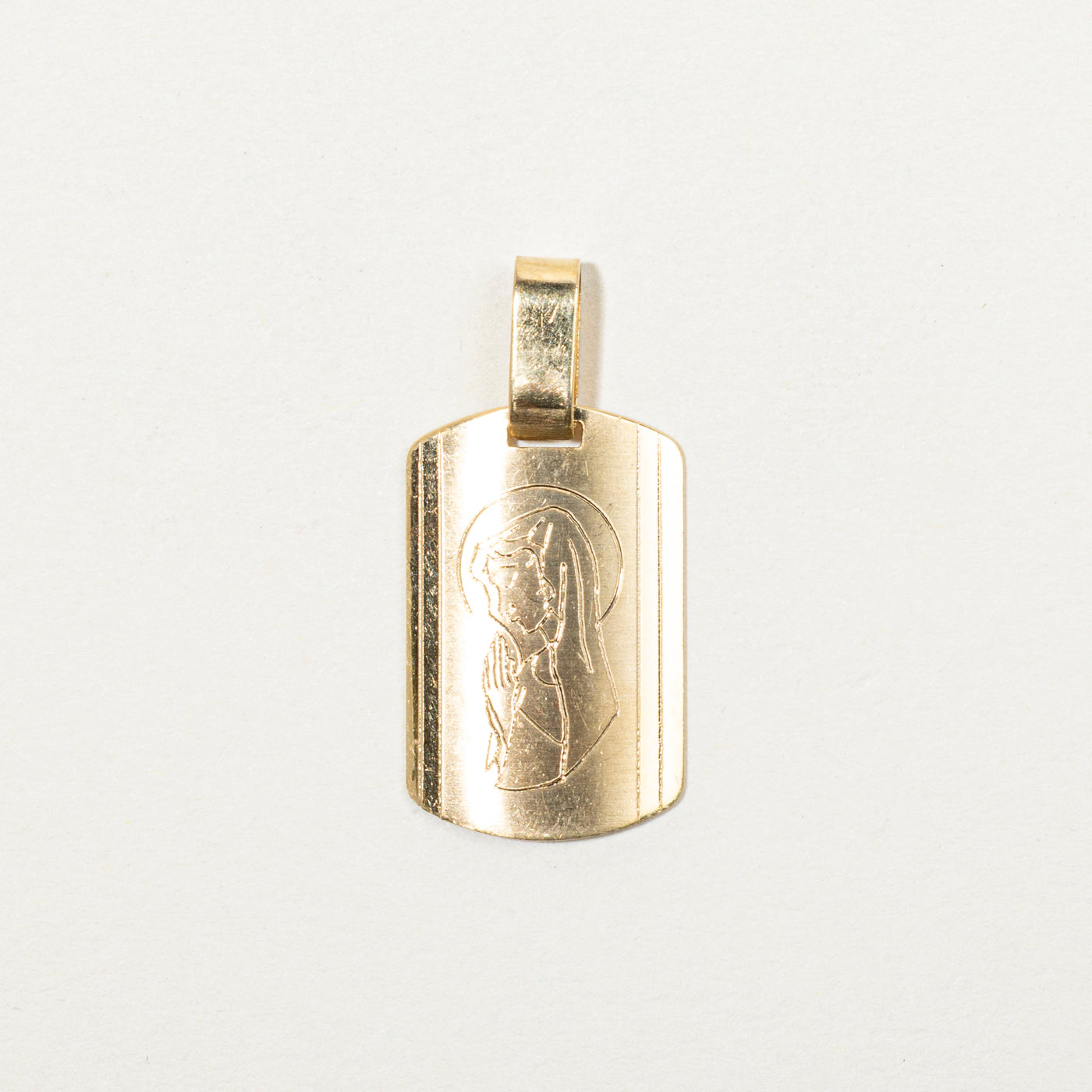Italian 18k Yellow Gold Mother Mary Pendant