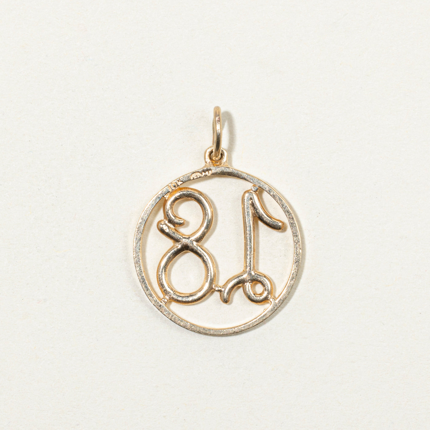 10k Yellow Gold Number 18 Charm