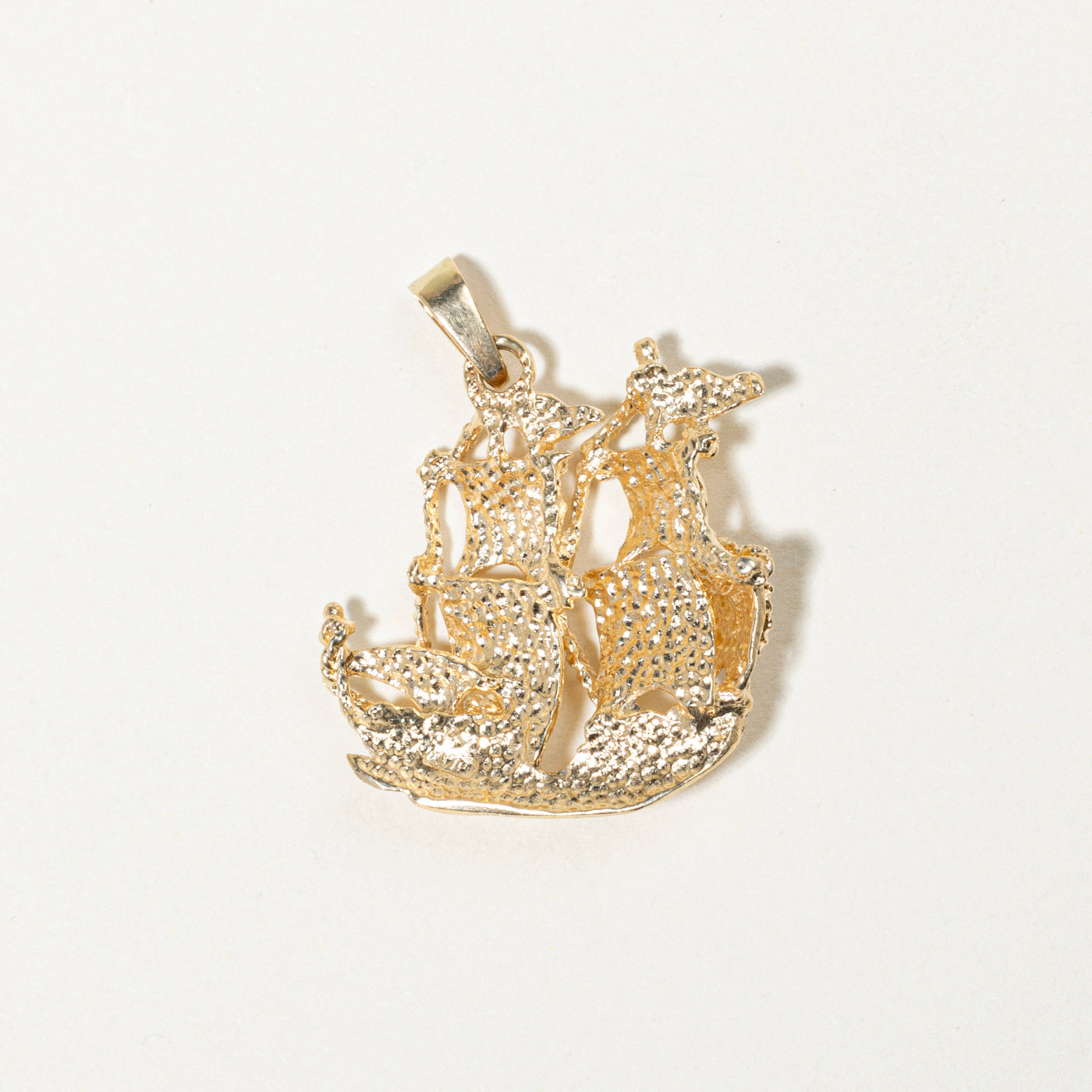 14k Yellow Gold Ship Pendant