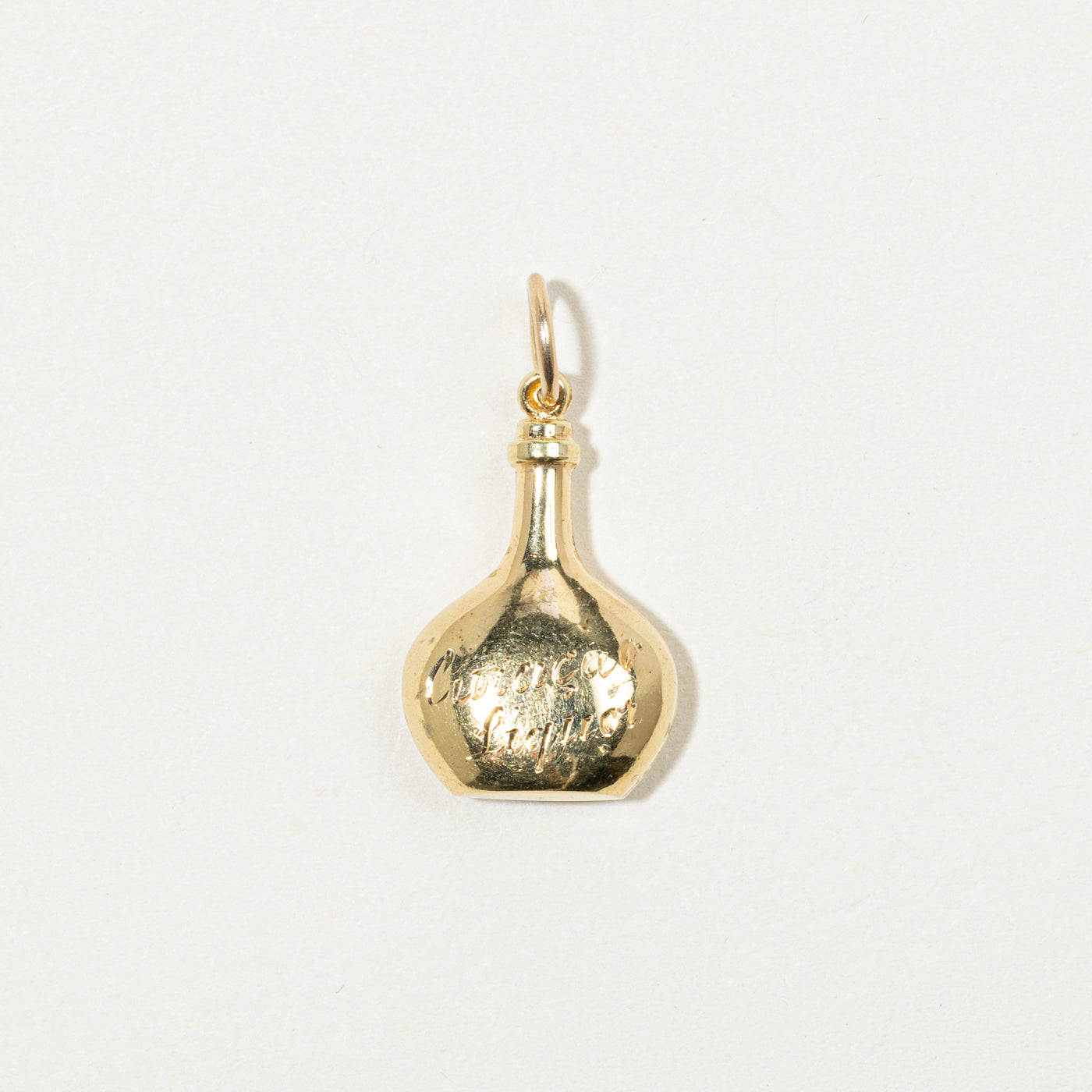 14k Yellow Gold Curacao Bottle Charm