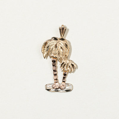 14k Yellow Gold Palm Tree Pendant