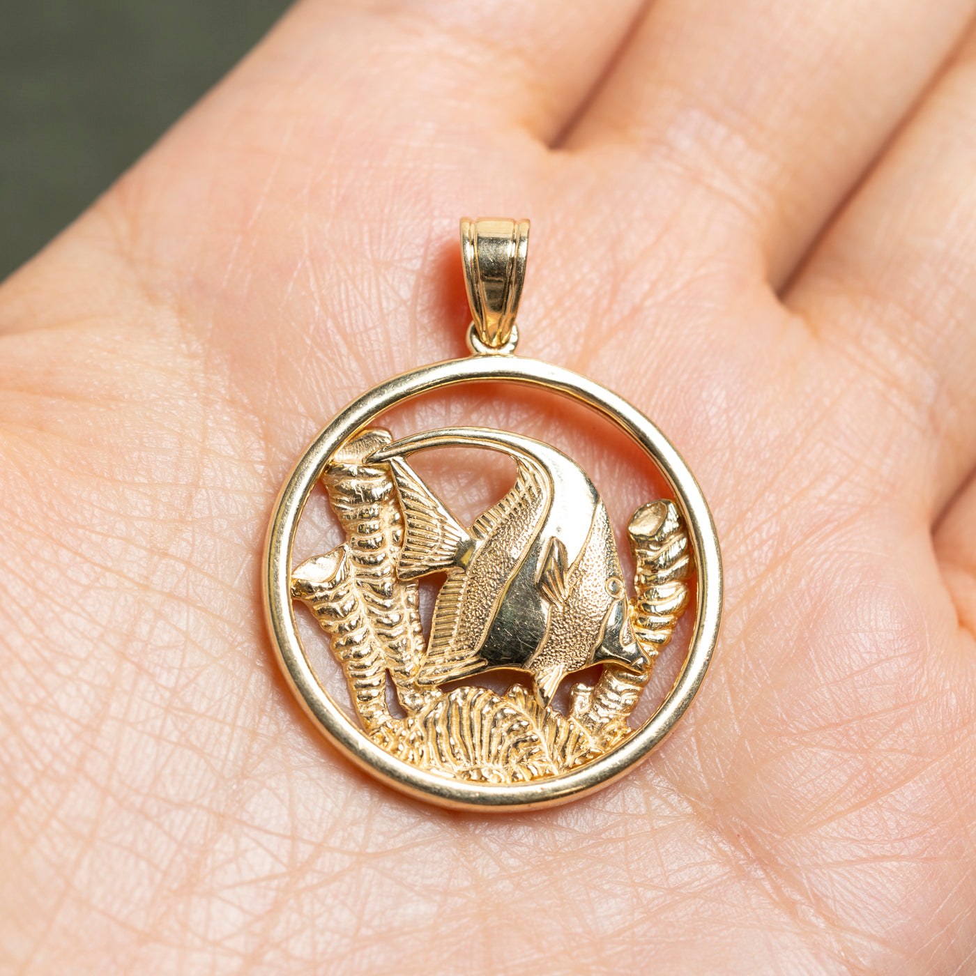 14k Yellow Gold Angel Fish Pendant