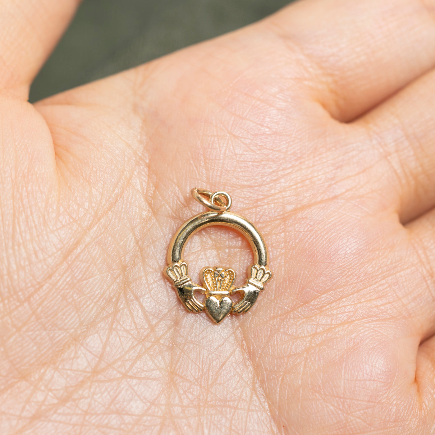 10k Yellow Gold Claddagh Charm