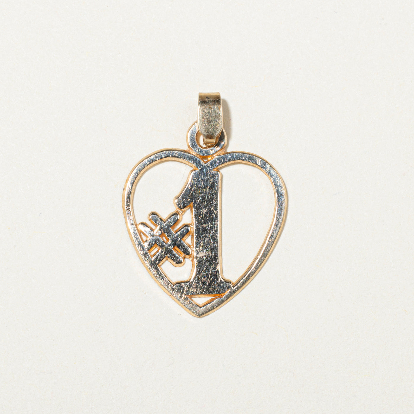 10k Yellow Gold "#1" Heart Pendant