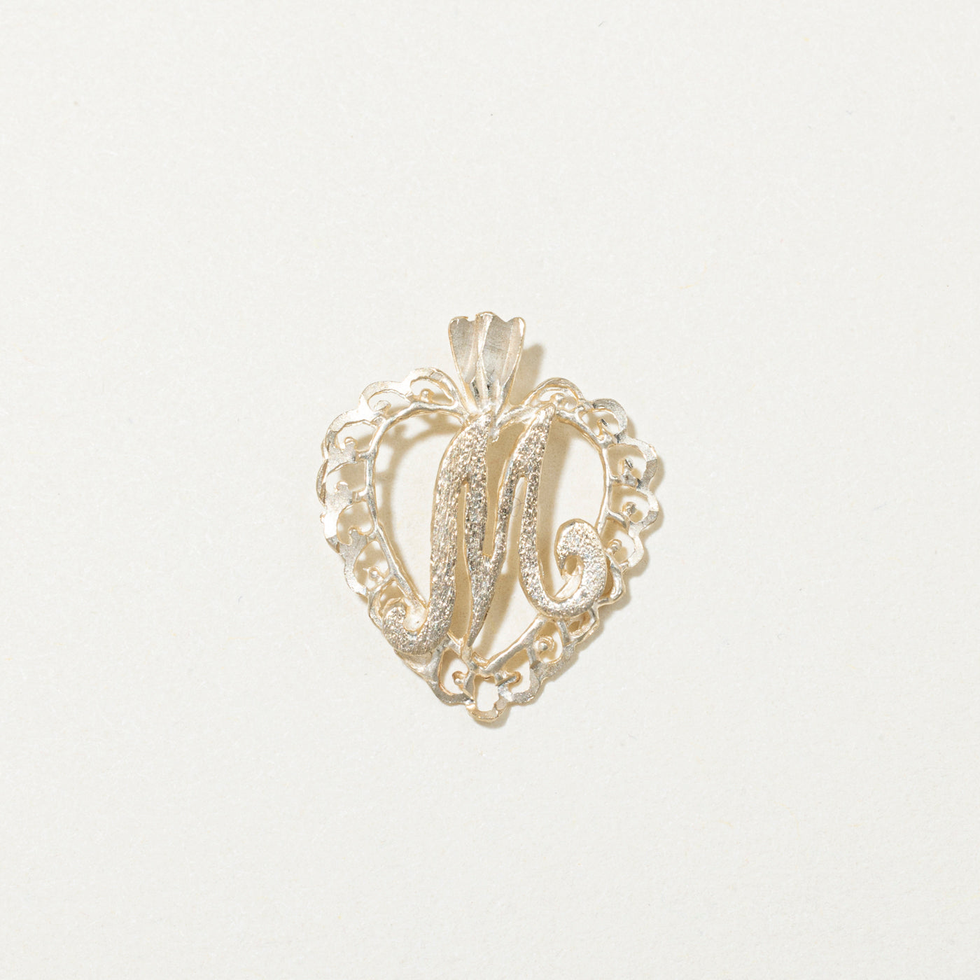 10k Yellow Gold "M" Heart Initial Charm