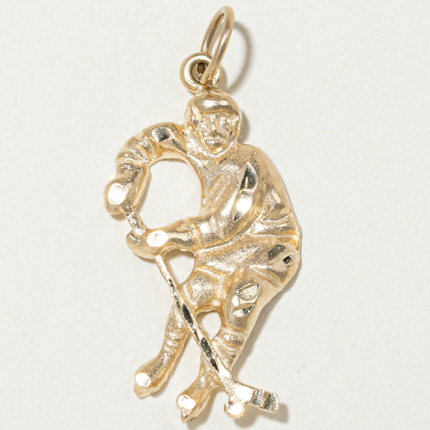 10k Yellow Gold Hockey Player Charm