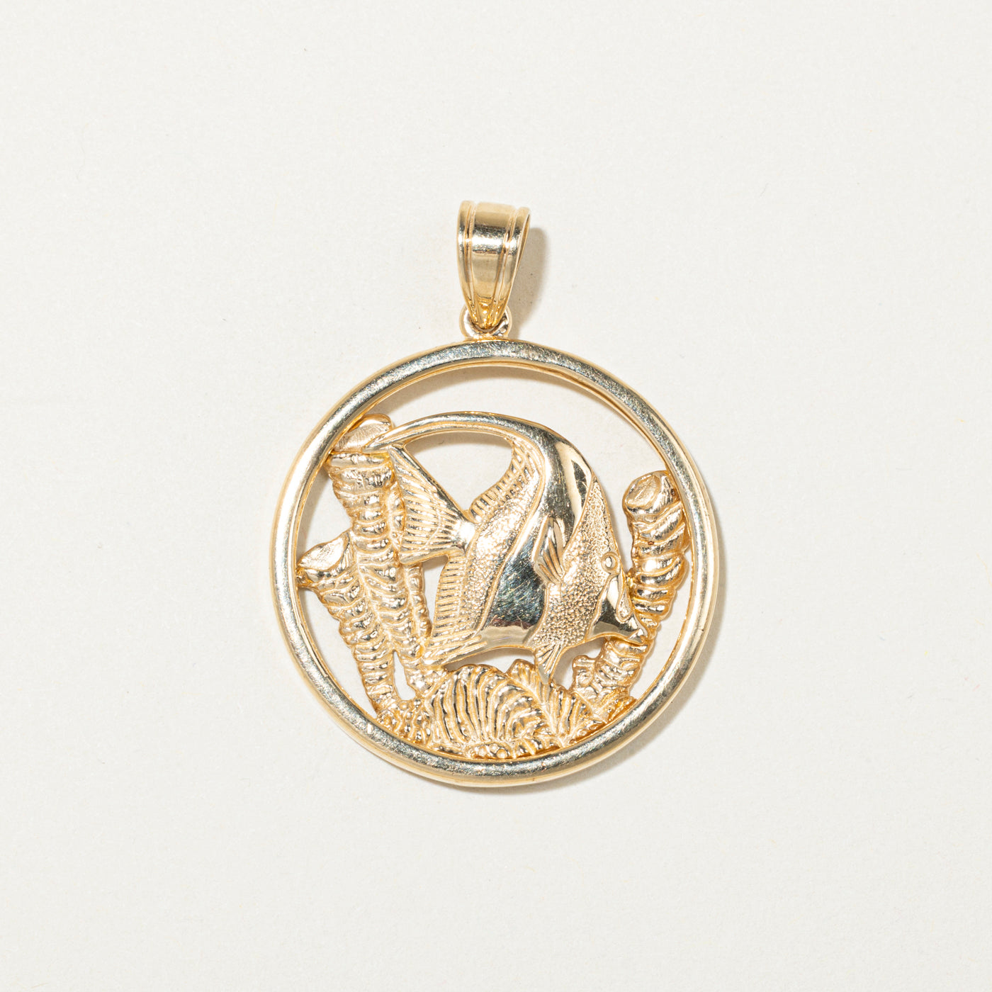 14k Yellow Gold Angel Fish Pendant