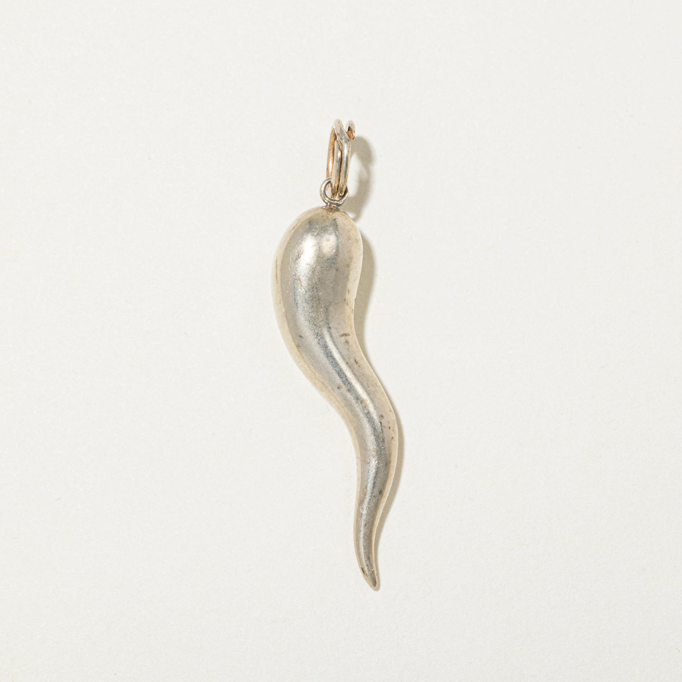 10k White Gold Cornicello Charm