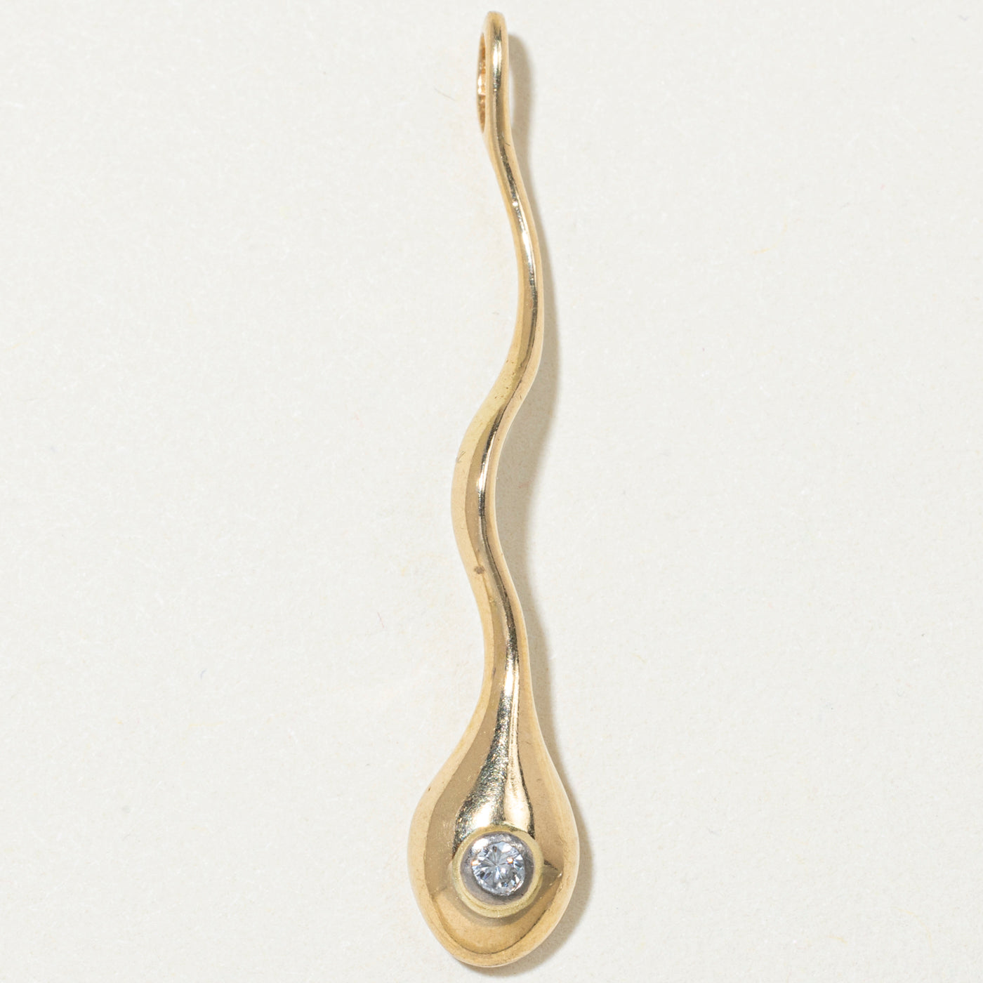 18k Yellow Gold Diamond Tadpole Pendant | 0.03ct