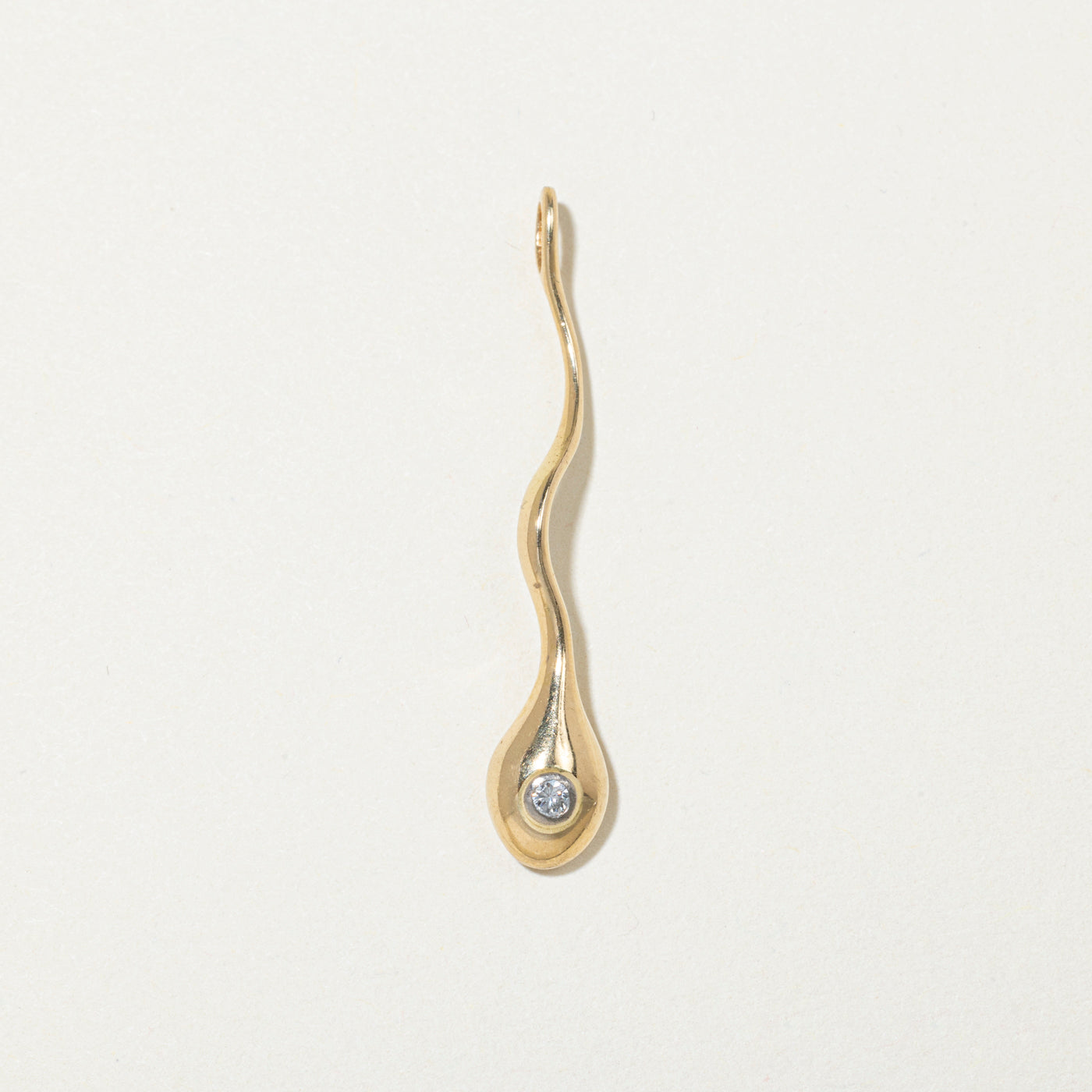 18k Yellow Gold Diamond Tadpole Pendant | 0.03ct