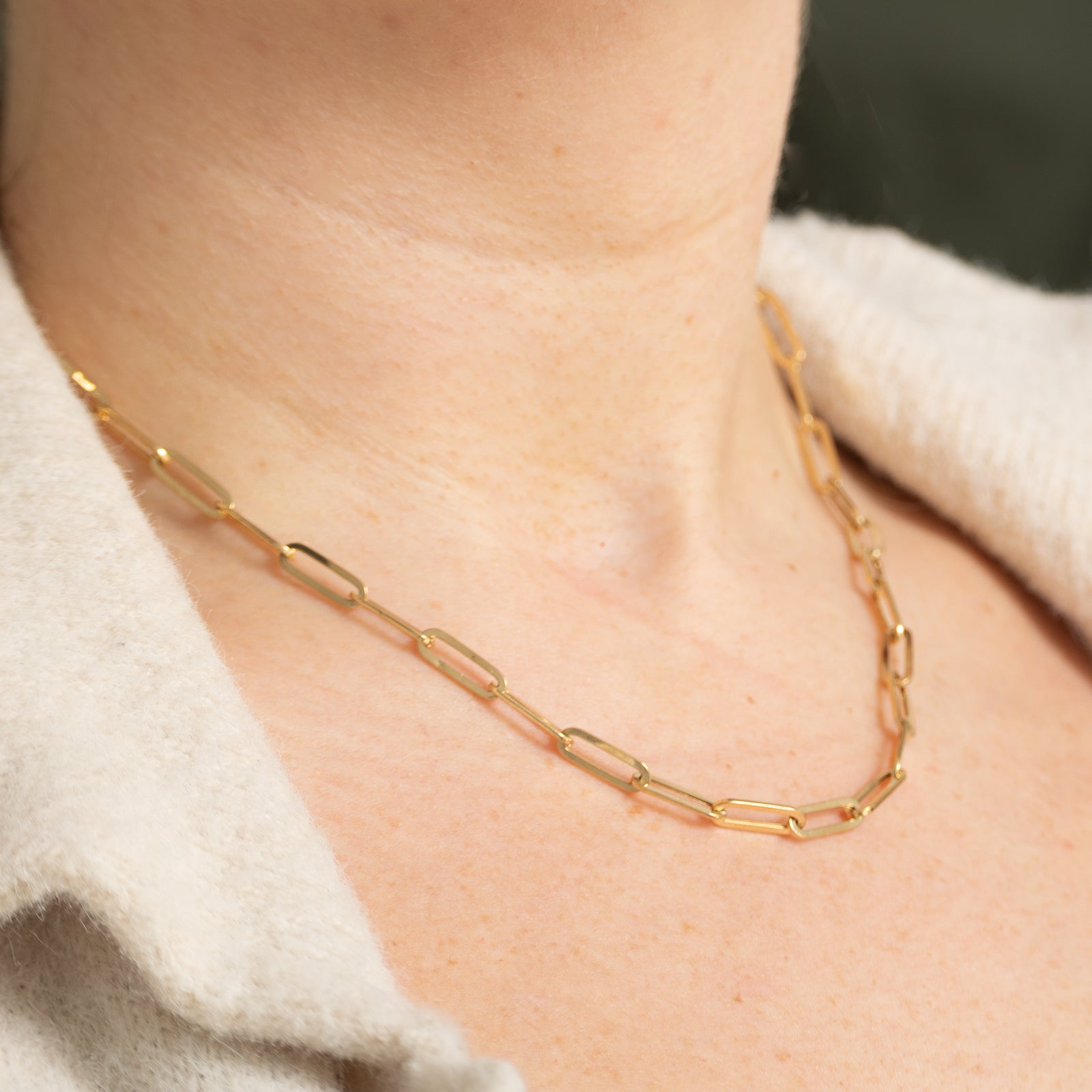 14k Yellow Gold Paperclip Chain | 17.5"