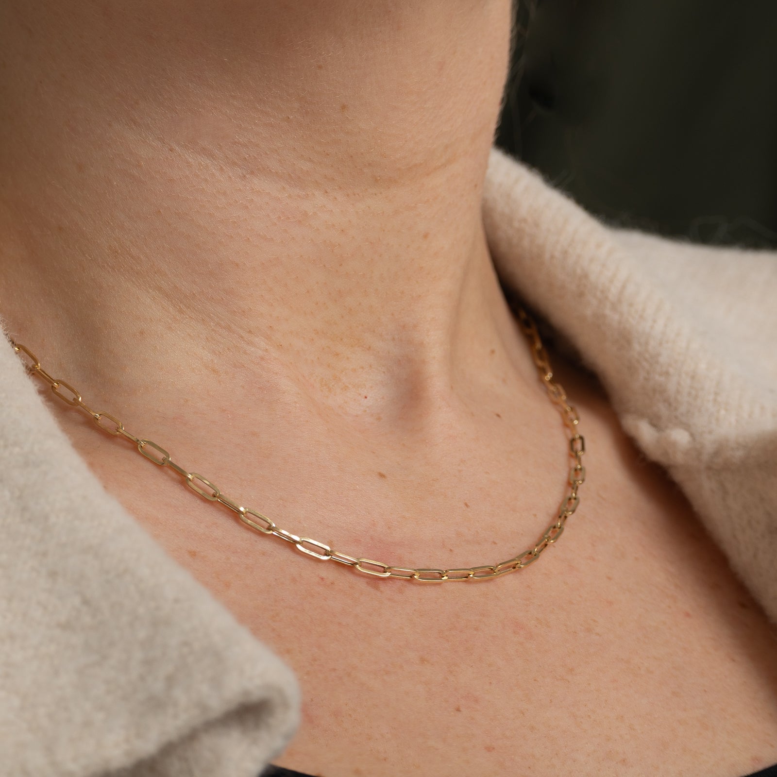 18k Yellow Gold Paperclip Chain | 15"